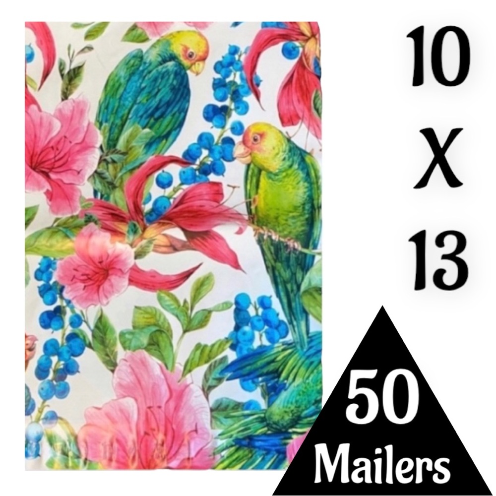 50 10X13 Poly Mailers Tropical Parrot Bird PRICE IS FIRM - Picture 1 of 10